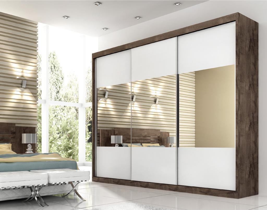 Prada Gold glass Roupeiro 3 portas 3 PORTAS DE CORRER COM ESPELHO 3 Sliding Doors with Mirror 3 Puertas Correderas con Espejo PRODUTO EM MDP Made With MDP Hecho con MDP PORTAS BICOLORES Doors with