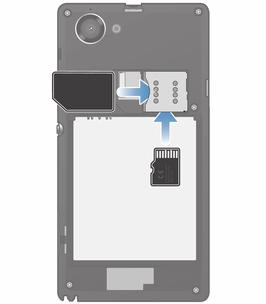 Para inserir o cartão de memória e o Desligue o seu telefone, remova a tampa traseira, em seguida, insira o cartão de memória e o nos locais apropriados.