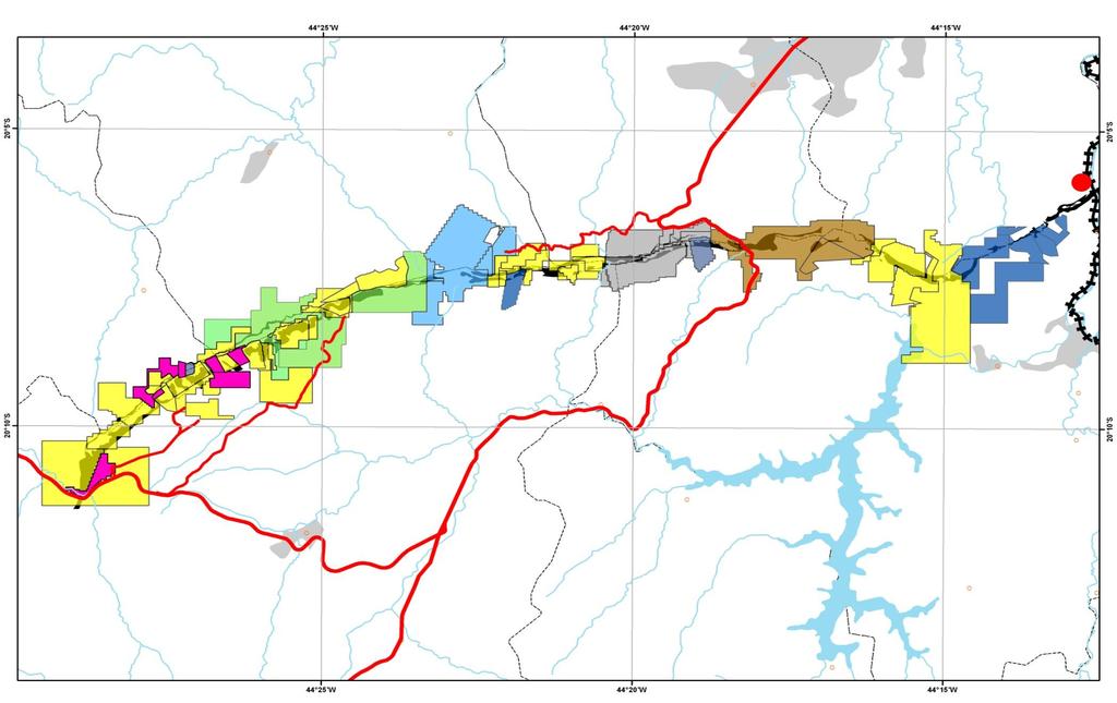 Mineração Usiminas Serra Azul Igarapé São Joaquim de Bicas USIMINAS Central Minerita USIMINAS Leste Comisa MMX