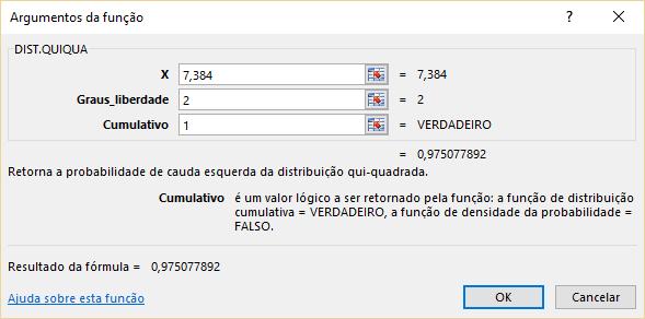 O qui-quadrado tabelado será: Assim o