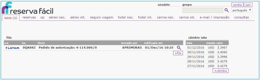 //PEDIDO DE AUTORIZAÇÃO NO RF Os pedidos de autorização ficarão disponíveis para o autorizador na aba início em filas.