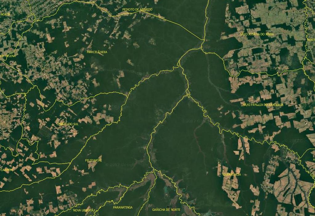 Araguaia e São José do Xingu, todos os municípios dentro do Estado do Mato Grosso, sendo mostrada na figura 1.