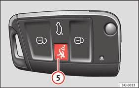 Destrancagem do veículo Fig. 136 1. Trancagem do veículo Fig. 136 2. Destrancagem da porta da mala. Pressione o botão Fig.