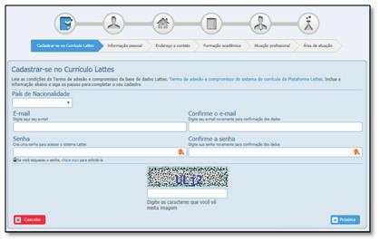 4. Nesta aba deverão ser cadastrados os dados pessoais. É preciso informar os dados exatamente como registrado na Receita Federal do Brasil.