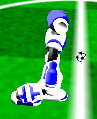 Figura 6.9: Posição do robô simulado com o pé direito na posição final. 6.1.