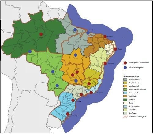 Macro-pólos estratégicos Entende-se que os centros urbanos na Amazônia deveriam ser adaptados para servirem como centros de controle geopolítico e centros de produção de conhecimento novo, na linha