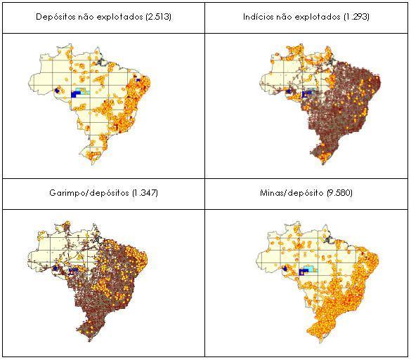 Depósitos, Indícios, Garimpos e