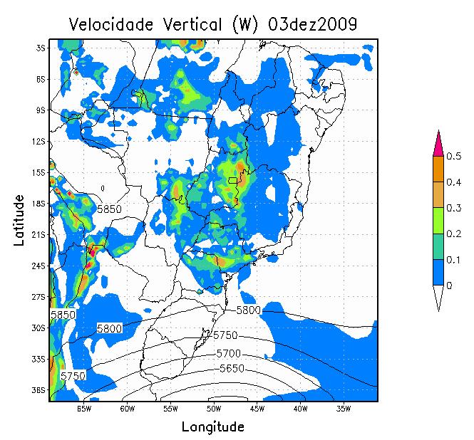 Observa-se uma grande área com elevada atividade convectiva principalmente sobre as regiões Sudeste, Centro-Oeste e