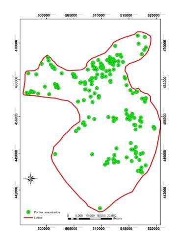Figura 2. Malha amostral utilizada no estudo. Distrito de Irrigação de Usocoello, Tolima, Colômbia.