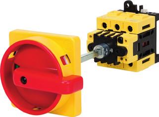 Switch for Base Mounting (Screw or Din Rail) Standard Configuration ( Switch + Handle Red/Yellow + Shaft) Catalog Number Ith (A) Ie (A) Shaft length AC21 (690 V) AC22 (690 V) AC23 (690 V) (mm) Poles