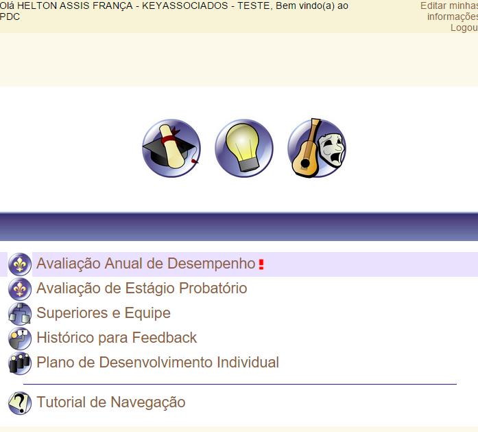 Tela Inicial 4 Tela inicial: Consiste em 3 botões de navegação.