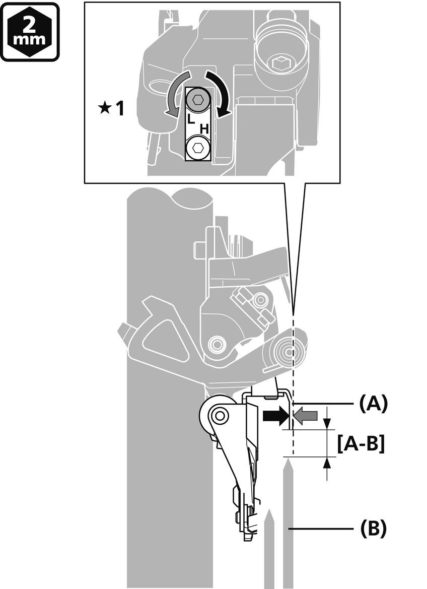 INSTALAÇÃO 3. Quando o ajuste estiver concluído, fixe o câmbio dianteiro no quadro. Torque de aperto Chave Allen 4 mm 5-7 N m 2.