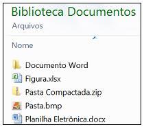 E) seis documentos texto e duas planilhas. 8. Observe a figura a seguir, que ilustra diversos itens de uma Biblioteca de Documentos do Windows 7.