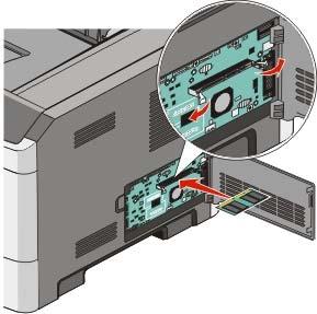 Configuração adicional da impressora 19 Instalação de uma placa de memória ATENÇÃO RISCO DE CHOQUE: Se você estiver acessando a placa do sistema ou instalando o hardware opcional ou dispositivos de