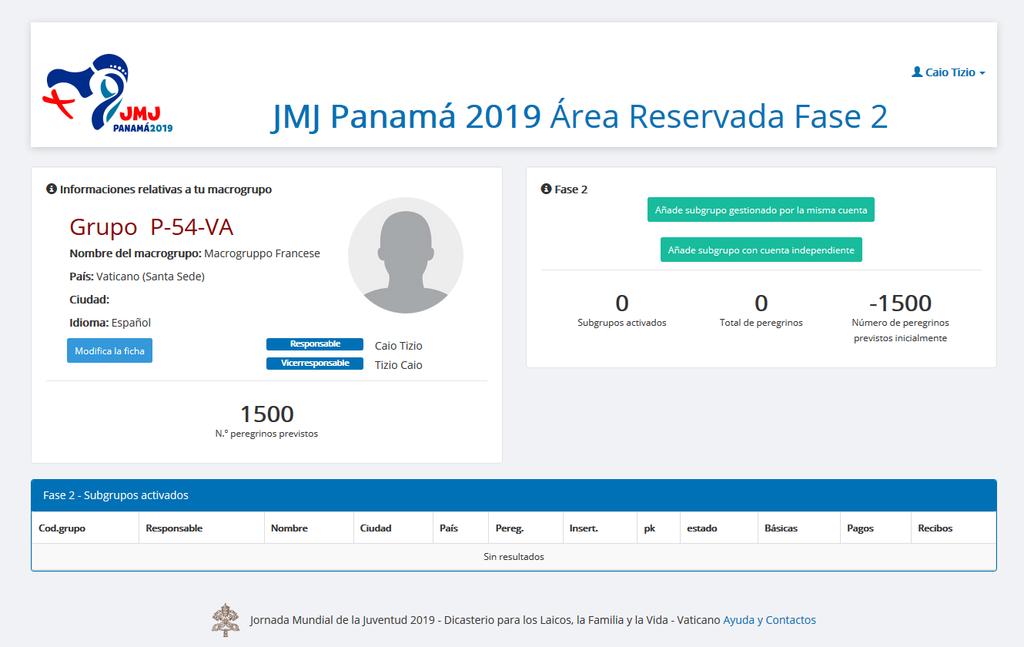 Além disso, depois de que sua ficha tenha sido validada pelo COL do Panamá (tal validação necessitará um tempo máximo de 3 dias úteis), o responsável do grupo receberá por e- mail um link para entrar