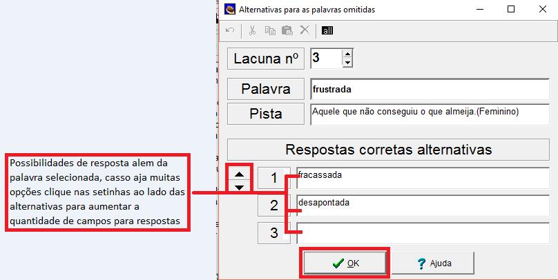 Possibilidade 3 Escolha mais duas palavras do texto para completar a