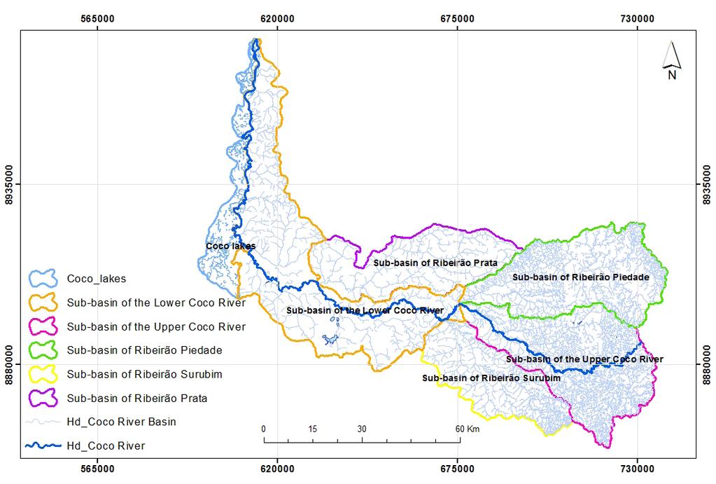 ALMEIDA, R. F. B.; BAYER, M. 88 Figure 2 - Morphometric compartmentalization of the Coco River Basin.