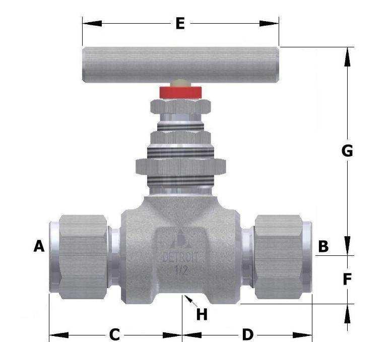 E. 1/2" D.E. 40,0 40,0 60,0 14,5 64,2 68,8 22,2 6,0 * Para bitolas milimétricas, consulte-nos.