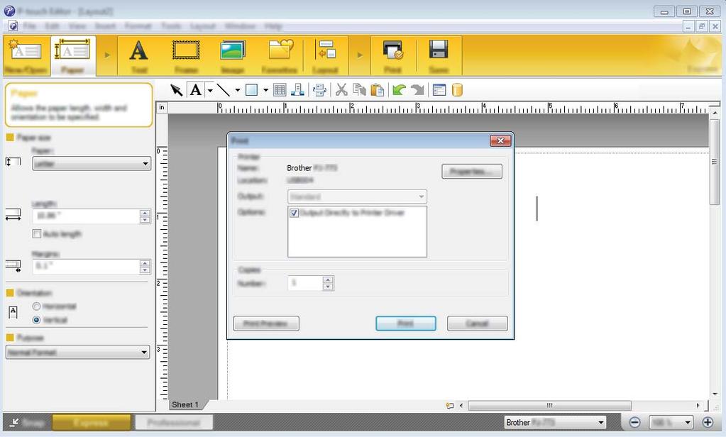 Como utilizar o P-touch Editor (apenas no Windows ) Imprimir com o P-touch Editor 6 Modo Express 6 Este modo permite-lhe criar de forma rápida e fácil esquemas que incluem texto e imagens.