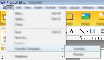 Transferir modelos com o P-touch Transfer Express (apenas no Windows ) Transferir o modelo para o P-touch Transfer Manager 8 1 Crie o esquema que deseja utilizar como modelo com o P-touch Editor 5.