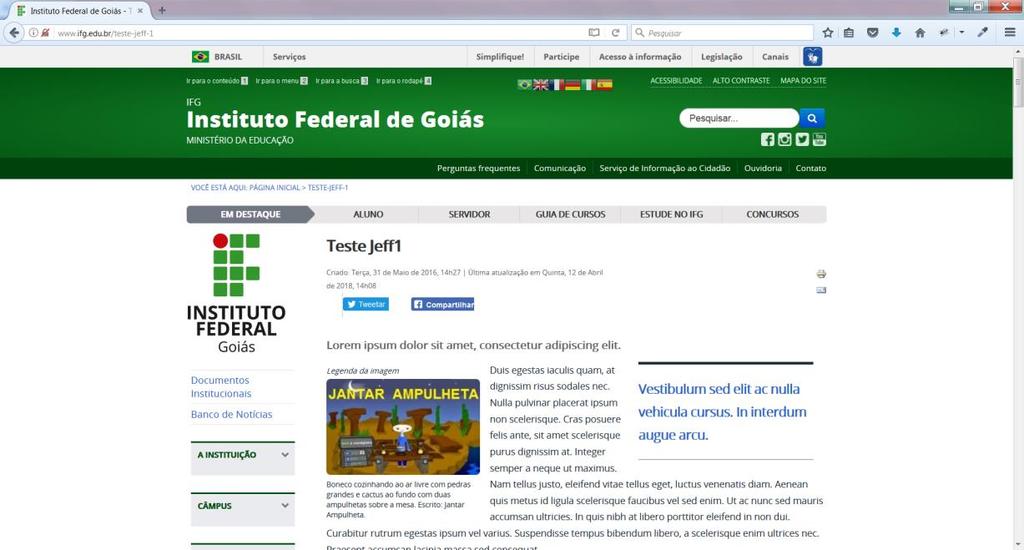 governoeletronico.gov.br/ O nível H1 é usado no cabeçalho do portal.