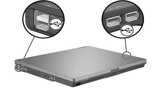 Componentes de Hardware Os hubs USB podem ser conectados a uma porta USB no notebook, a um dispositivo de acoplamento opcional (Somente