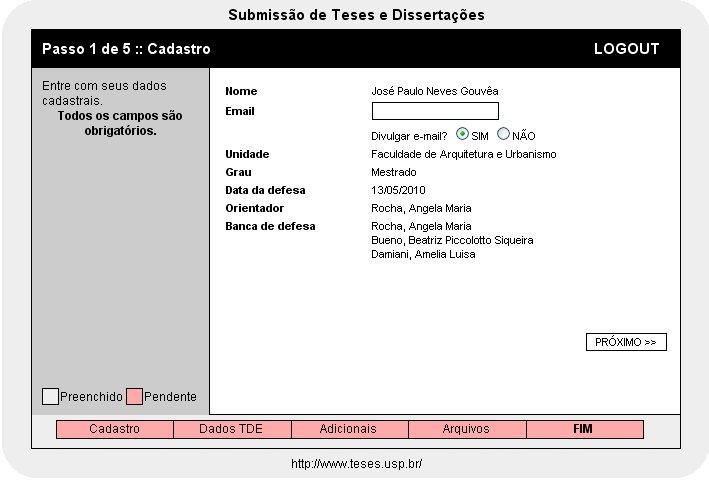 Sistema de Submissão Manual do Usuário 3 3. Cadastro A etapa de cadastro é a primeira a ser exibida, e deve ser a primeira a ser realizada.