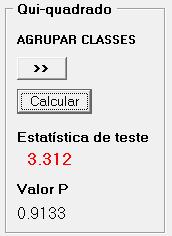 Portanto, o valor da estatística de teste foi calculado utilizando 9 classes (k_=_9), as quais foram definidas após o agrupamento mencionado no parágrafo anterior.