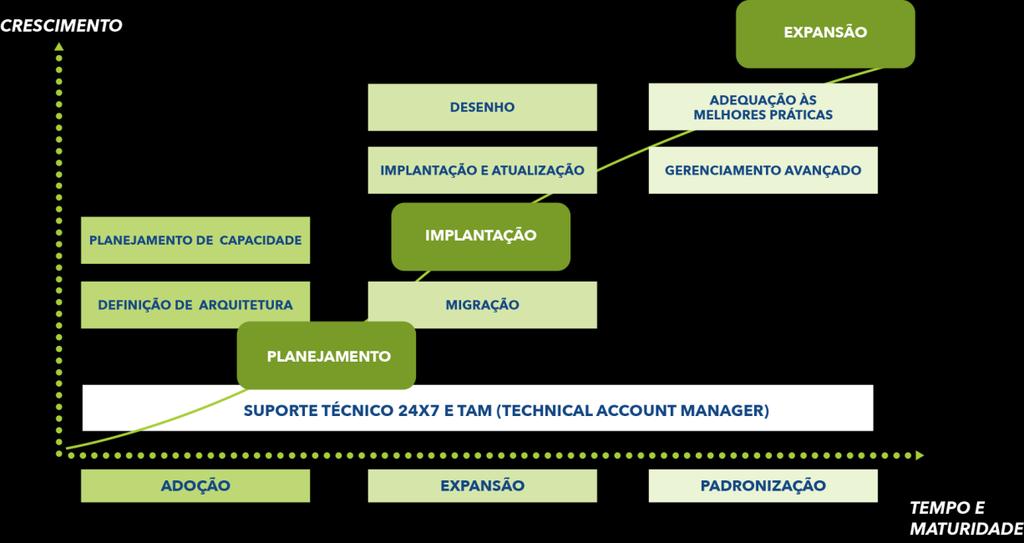 7. Serviços Profissionais Os serviços profissionais são essenciais para se realizar uma implementação bemsucedida, através de planejamento com etapas bem pré-definidas.