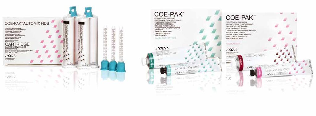 aplicações são suficientes COE-COMFORT 341001 Professional Package pó (170g), líquido (177ml) e acessórios 341002 Refil pó (170g) 341091 Refil líquido (177ml) COE-PAK Cimento Cirúrgico Periodontal