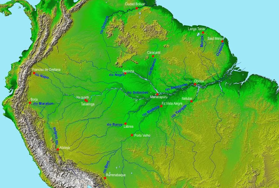 Rio Madeira em Porto Velho, Rio Madeira em Humaitá, Rio Madeira em Manicoré e Rio Madeira em Fazenda Vista Alegre/Borba, Rio Amazonas em Jatuarana, Rio Amazonas em Itacoatiara, Rio Amazonas em