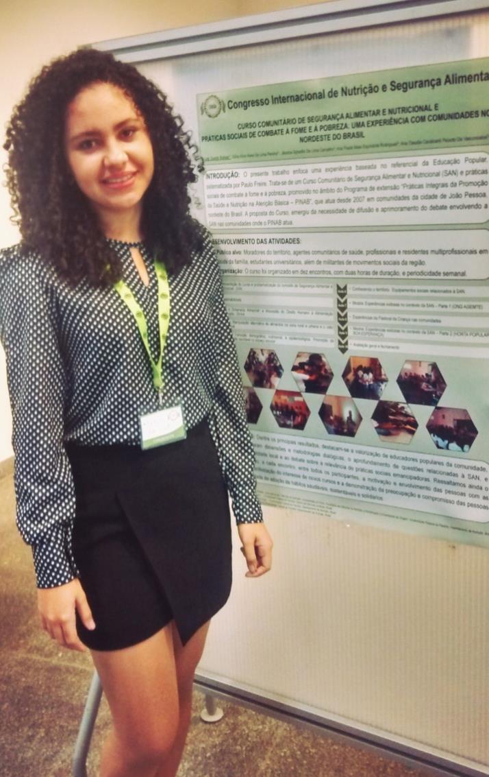 Foto 03: Participação e exposição de trabalho no Congresso Internacional de Nutrição e Segurança Alimentar,