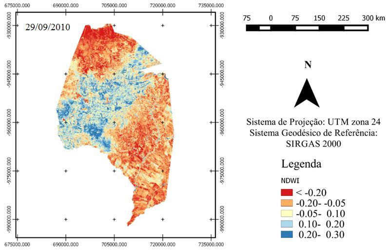 Variabilidade espaço-temporal da cobertura do solo por índices de vegetação e água no Agreste Pernambucano (Figura 6 e 7). Figura 6.