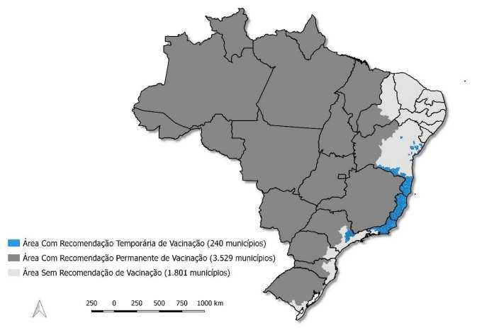 Áreas afetadas e ampliadas para intensificação das ações de vigilância, prevenção e controle da febre amarela durante o período de monitoramento, Brasil, 2017. (Fonte: portalsaude.saude.gov.