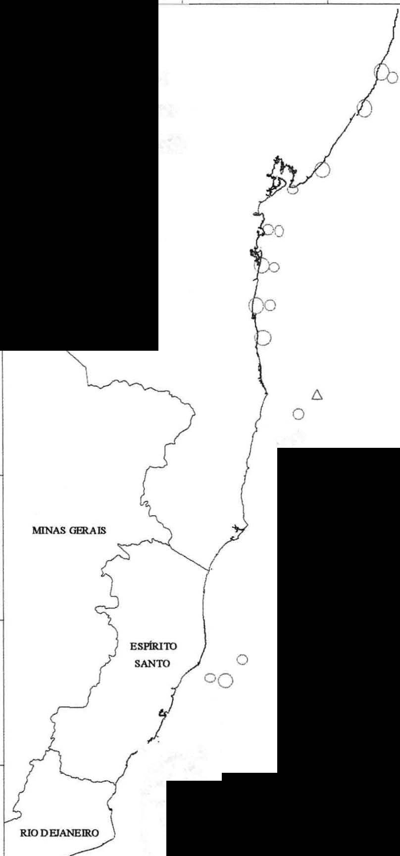 33 L. typus ocorreu em baixa frequência e abundância em relação à L. faxoni. Lucifer typus foi observado predominantemente em estações oceânicas, nas estações da cadeia de montes submersos (Fig.