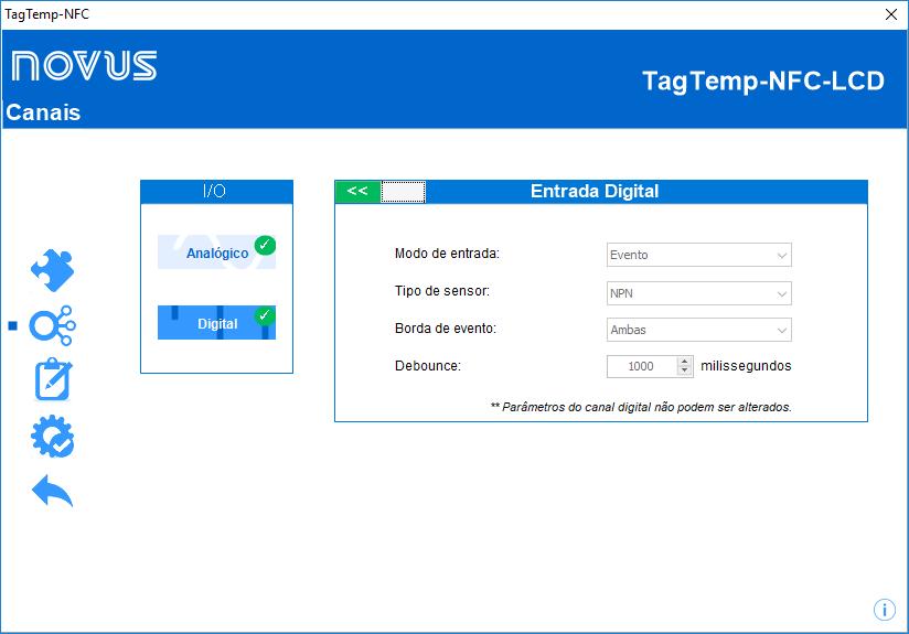 Limite Inferior e Superior: Campo Informativo que apresenta os limites do sensor.