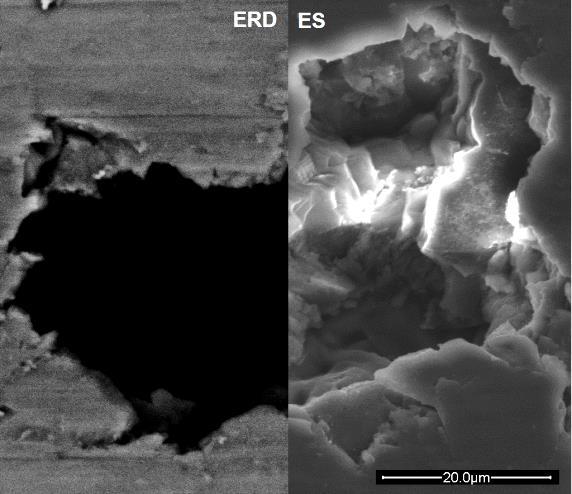 Nos espectros de EDS das condições mais severas também foram detetados picos de titânio em ambas as esferas, indicando desgaste por adesão.