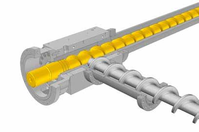 TECNOLOGIA O PRINCÍPIO DE FUNCIONAMENTO DA F:GRAN Os flakes de plástico são mantidos em movimento no silo antigrumos por meio de rotores.