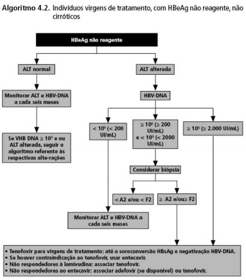 O tempo de tratamento estará definido no paciente respondedor sorológico com soroconversão HBsAg/anti-HBs.