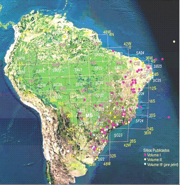 Figura 2 Localização dos geossítios descritos pela SIGEP até 2013. Fonte: SIGEP, 2017.