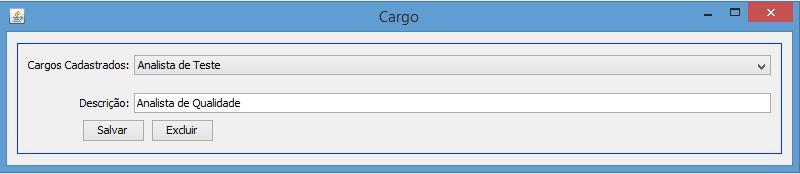 42 Figura 13 Interface Cargo Esta interface, somente terá ações disponíveis para o gerente do projeto, que poderá adicionar ou alterar qualquer cargo.