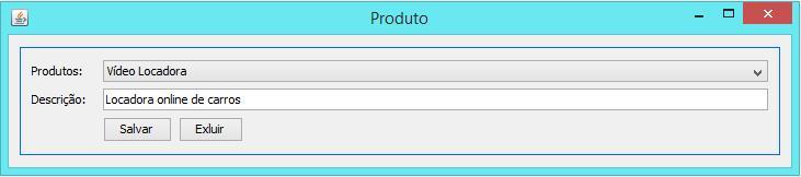 44 Figura 15 Interface Produto O campo produtos lista todos os produtos cadastrados até o momento. É possível através dele selecionar qual produto o usuário deseja atualizar ou excluir.