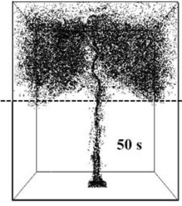 68 a) FDS de Yi et al. (2005) b) FDS deste trabalho Figura 3-29: Teste 3 AICF nos tempos 50 s e 590 s. Yi et al. (2005) apresentam as imagens na Figura 3-29-a para as AICF nos tempos de 50 s e 600 s (No entanto, no Teste 3, o tempo de simulação foi de 590 s).