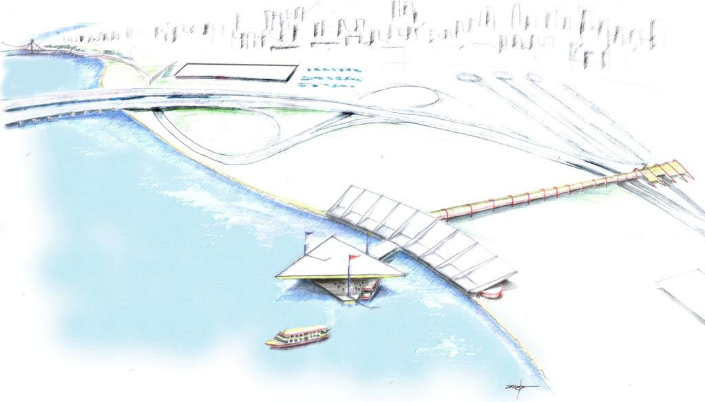 Sistema de Transporte Marítimo da Região Metropolitana - Fpolis Terminal de Florianópolis Plataforma de embarque e desembarque flutuante, ligada a terra através de rampa Flutuante ancorado por