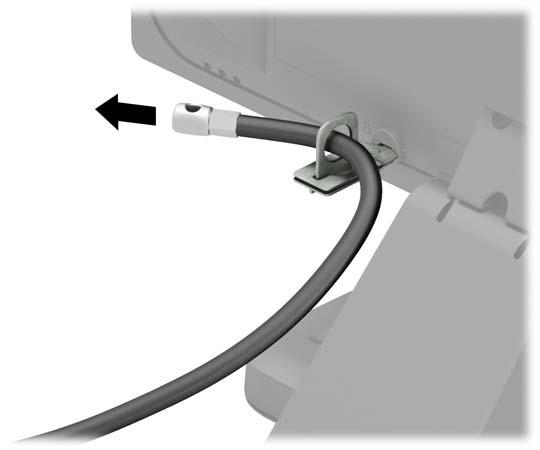 guia de cabos através do centro do cadeado do monitor (3). 5.