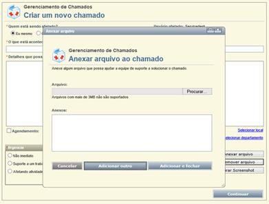 5. Preencha os campos com as informações da sua solicitação. Coloque o maior número de informações no campo de Detalhes.