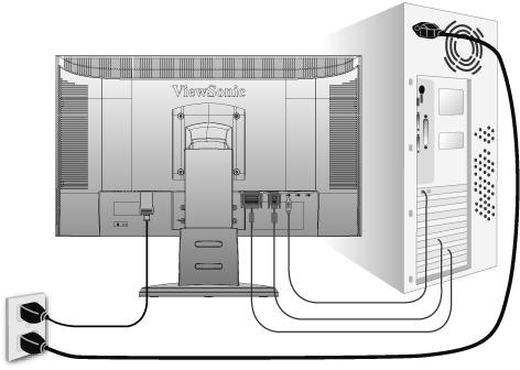 Instalação Rápida 1. Conecte o cabo de alimentação e o adaptador CA/DC 2. Conecte o cabo de vídeo Certifique-se de que o LCD display e o computador estejam desligados.