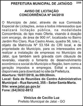 classificados DIÁRIO DO ESTADO Goiás, Tocantins e DF, 13 de Junho de 2018 7 JD.