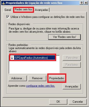 Como configurar a rede wireless do ISPGayaRadius no Windows XP? 1.