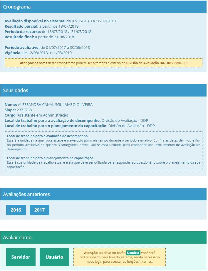 O servidor será então direcionado à página inicial do sistema, que contém: 12.